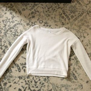 White teddy crew neck sweater
